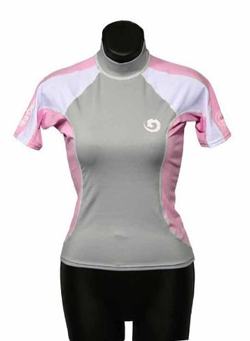 New Women's Anti-UV Short Sleeve Rash Guard - Pink (Size 8)