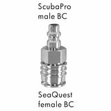 BCD Adapter with Male Plug That fits ScubaPro AIR 2, TUSA Duo-Air & Zeagle Octo-Z and Female Plug for Oceanic Air XS, Mares Air Control & SeaQuest AirSource 1 & 2