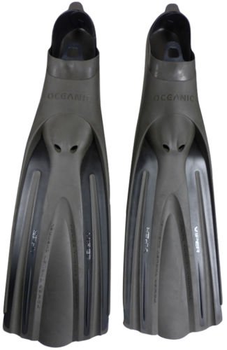 Oceanic New Viper Full Foot Scuba Diving & Snorkeling Fins - Black/Titanium (Size 6-7/Small)