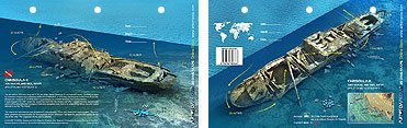 Innovative Scuba Concepts New Art to Media Underwater Waterproof 3D Dive Site Map - Chrisoula K in The Red Sea, Egypt (8.5 x 5.5 Inches) (21.6 x 15cm)