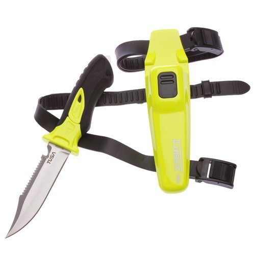 New Tusa Xpert II 420 Stainless Steel Scuba Diving BCD Knife (Flash Yellow) with Drop Point Tip