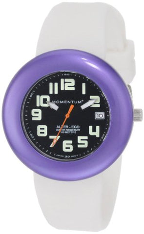 St. Moritz New Momentum M1 Women's Alter Ego Dive Watch & Underwater Timer for Scuba Divers with Black Face, Purple Ring & Soft White Silicone Rubber Band (Includes 1 Extra Black Top Ring)