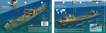 New Art to Media Underwater Waterproof 3D Dive Site Map - Shinkoku in Truk Lagoon, Micronesia (8.5 x 5.5 Inches) (21.6 x 15cm)