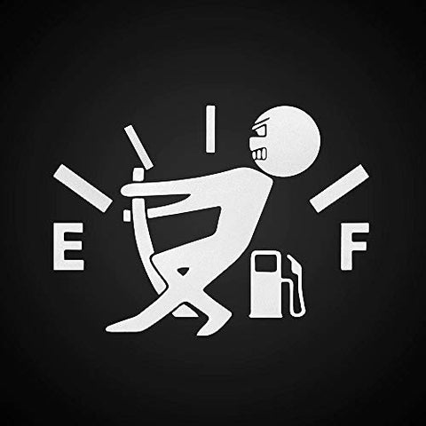 TopSpeed Funny Vinyl Decal Car Sticker with Man Pulling Fuel Gauge Pointer Back to Full - 5.0" x 3.62"