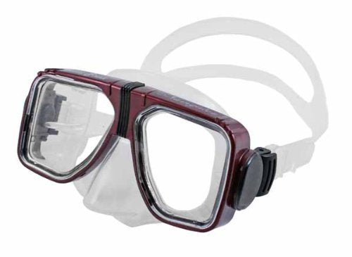 Universal Navigator Scuba Diving & Snorkeling Mask (Metallic Red/Medium) with 2 Window View