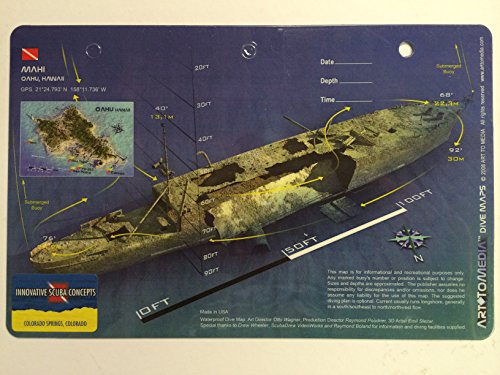 Innovative Scuba New Art to Media Underwater Waterproof 3D Dive Site Map - Mahi in Oahu, Hawaii (8.5 x 5.5 Inches) (21.6 x 15cm)/LID