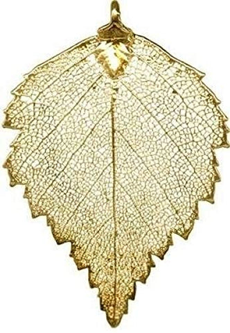 MyScubaShop New 24 Karat Gold Plated Birch Leaf Pendant