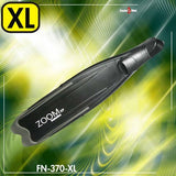 ScubaMax New Long Blade Removable Full Foot Zoom Fins (Black - Size 12-13/X-Large) for Scuba Diving, Free Diving & Snorkeling