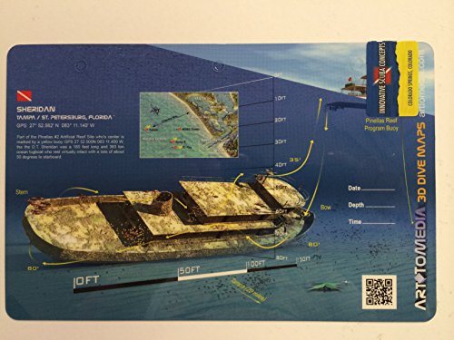 Innovative Scuba New Art to Media Underwater Waterproof 3D Dive Site Map - Sheridan in Tampa, Florida (8.5 x 5.5 Inches) (21.6 x 15cm)/LID