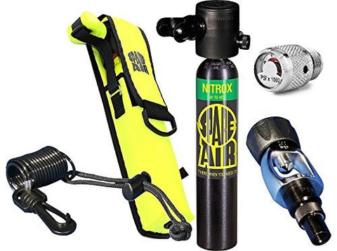 Spare Air New 3.0CF Nitrox Package for Scuba Divers with Dial Gauge Upgrade, Fill Adapter, Holster, Leash