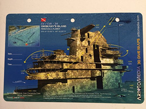 Innovative Scuba Concepts New Art to Media Underwater Waterproof 3D Dive Site Map - Oriskany's Island in Pensacola, Florida (8.5 x 5.5 Inches) (21.6 x 15cm)/FBM