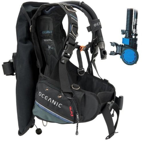 Oceanic New Excursion 2 Scuba Diving BCD with Air XS 2 Alternate Air Inflator Regulator Installed on BCD - (Size Small)