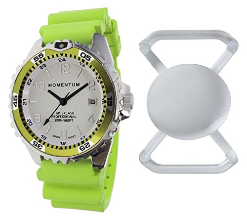 Momentum New St. Moritz M1 Splash Dive Watch with Lime Bezel, Lime Hyper Rubber Band & Free Watch Protector (Valued at $12.95) for Added Protection to The Glass Face of Your Dive Watch