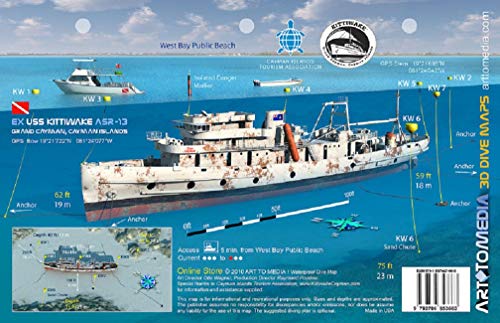 Innovative Scuba New Art to Media Underwater Waterproof 3D Dive Site Map - Kittiwake in Grand Cayman, Cayman Islands (8.5 x 5.5 Inches) (21.6 x 15cm)/FBM