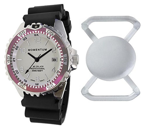 New St. Moritz Momentum M1 Splash Dive Watch with Pink Bezel, Black Hyper Rubber Band & FREE Watch Protector (Valued at $12.95) for Added Protection to the Glass Face of Your Dive Watch