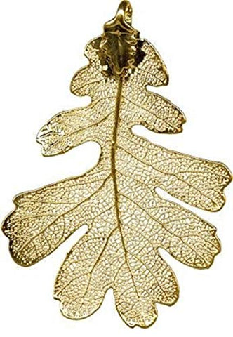 New 24 Karat Gold Plated Lacey Oak Leaf Pendant