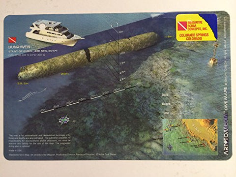 Innovative Scuba New Art to Media Underwater Waterproof 3D Dive Site Map - Dunraven in The Red Sea, Egypt (8.5 x 5.5 Inches) (21.6 x 15cm)