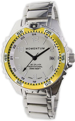 St. Moritz Momentum M1 Splash Dive Watch with Yellow Bezel and Stainless Steel Band