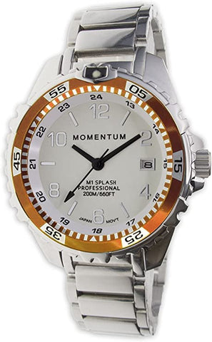 St. Moritz Momentum M1 Splash Dive Watch with Orange Bezel and Stainless Steel Band