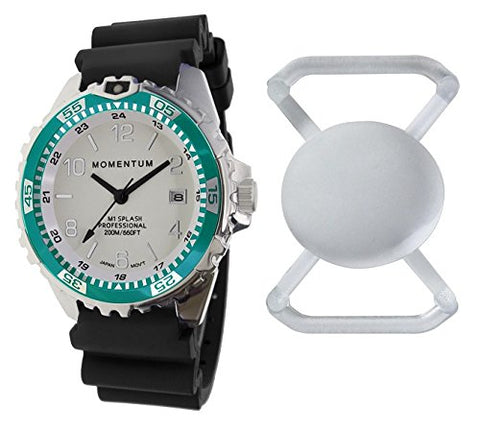 St. Moritz Momentum M1 Splash Dive Watch with Aqua Bezel, Black Splash Natural Rubber Band & Free Watch Protector (Valued at $12.95) for Added Protection to The Glass Face of Your Dive Watch