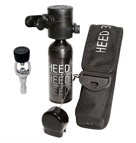 Spare Air New Heed 3 Helicopter Emergency Egress Device for Pilots with Dial Gauge Upgrade and Fill Adapter That Allows User to Fill Directly from a Scuba Tank
