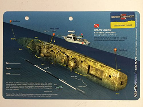 Innovative Scuba Art to Media Underwater Waterproof 3D Dive Site Map - Yukon in San Diego, California (8.5 x 5.5 Inches) (21.6 x 15cm)