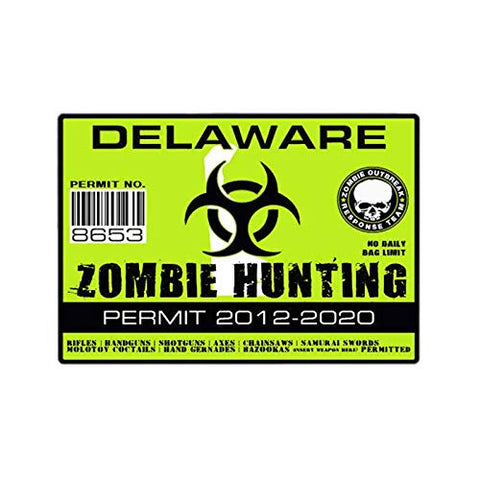 Zombie Hunter Vinyl Decal Car Sticker for Delaware Zombie Outbreak Response Team - 4.02" x 2.76"
