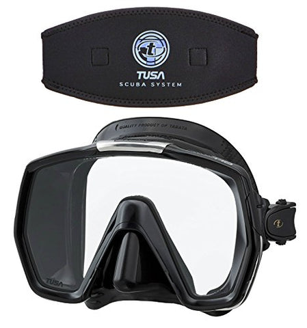 Tusa M1001QB Freedom HD Silicone Diving Mask - Black w/TUSA Mask Strap Cover