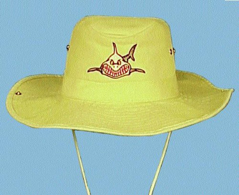 New Australian Outback Snap Brim Hat with Embroidered Megalodon Great White Sharky Logo (Size Large) (White)