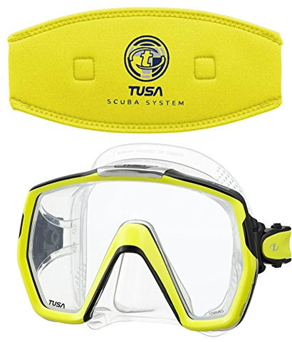 Tusa M1001 Freedom HD Silicone Diving Mask - Flash Yellow w/TUSA Mask Strap Cover