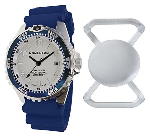 Momentum New St. Moritz M1 Splash Dive Watch with Blue Bezel, Blue Hyper Rubber Band & Free Watch Protector (Valued at $12.95) for Added Protection to The Glass Face of Your Dive Watch