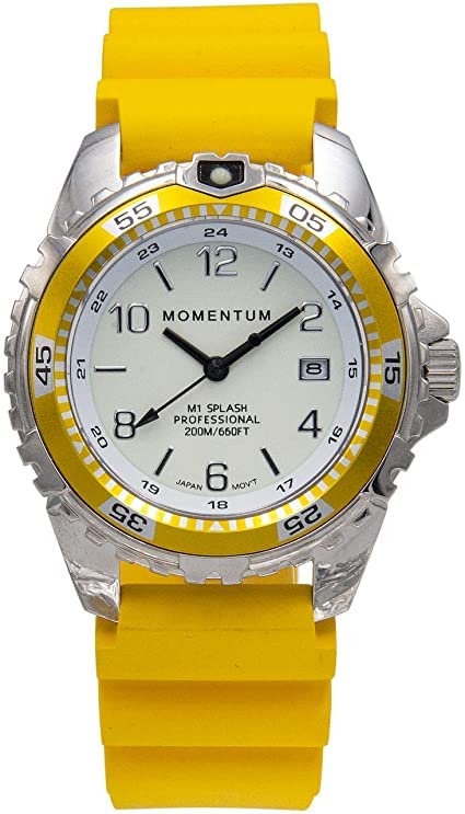 St. Moritz Momentum M1 Splash Dive Watch with Yellow Bezel and Yellow Hyper Rubber Band