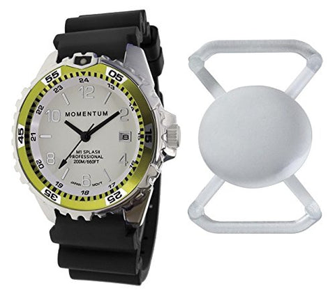 New St. Moritz Momentum M1 Splash Dive Watch with Lime Bezel, Black Hyper Rubber Band & Free Watch Protector (Valued at $12.95) for Added Protection to The Glass Face of Your Dive Watch
