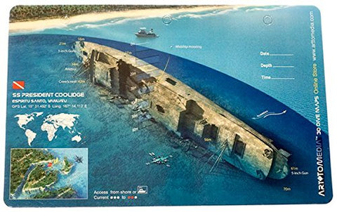 Innovative Scuba Concepts New Art to Media Underwater Waterproof 3D Dive Site Map - SS President Coolidge in Vanuatu (8.5 x 5.5 Inches) (21.6 x 15cm)/RFA