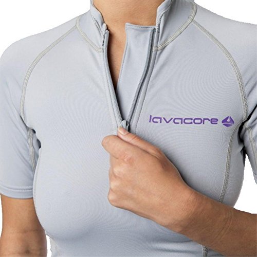 New Women's LavaCore Short Sleeve LavaSkin Shirt (Small) with Front Zipper for Scuba Diving, Surfing, Kayaking, Rafting, Paddling & Many Other WaterSports (Grey)
