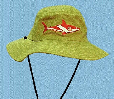 New Australian Outback Hat with Embroidered Megalodon Great White Dive Flag Shark (Size Large)/LID
